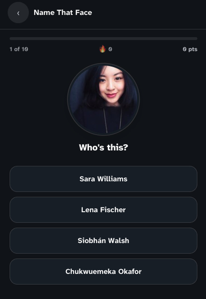 REMEMBR search results for the single word coffee. Matching people Priya Nair and Sara Williams appear as cards, followed by a heading reading 13 memories found and memory entries including Full circle: Priya meets Marcus and Coffee catch-up with Adam.